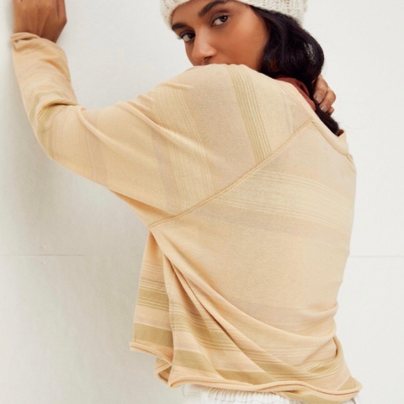 NWT Free People Baja Striped Prosecco Long Sleeve Tee - Picture 2 of 11